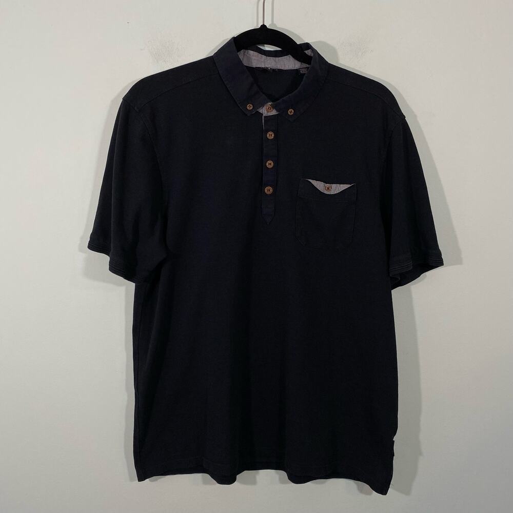 Ted Baker Men's Black Short Sleeve Fitted Polo Shirt Size 6 (XXL)